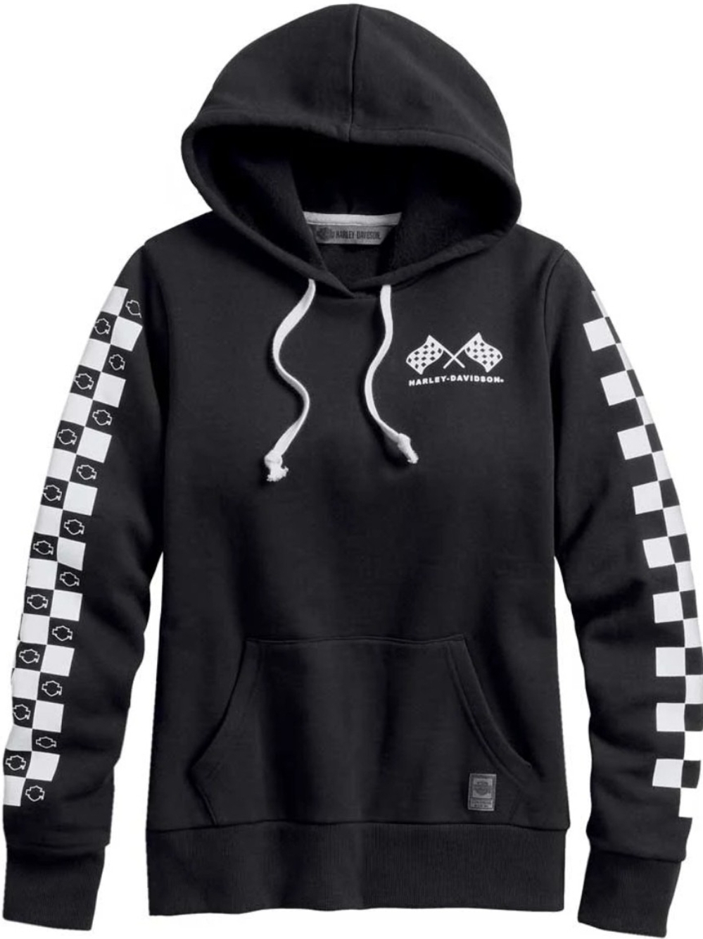 Harley-Davidson Womens Black Checkered Flag Pullover Hoodie